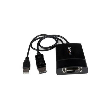 StarTech.com DisplayPort to DVI Adapter - Dual-Link - Active DVI-D Adapter for Your Monitor  /  Display - USB Powered - 2560x1600 (DP2DVID2) - DisplayPort  /  DVI adapter - USB (power only), DisplayPort (M) to DVI-D (F) latched - USB 2.0  /  DisplayPort 1.2 - 37 cm - USB power, active, 2560 x 1600 (WQXGA) support - black - 4