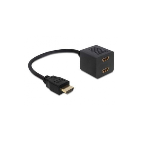 DeLock Adapter HDMI High Speed with Ethernet - Video / audio splitter - 2 x HDMI - desktop - 0