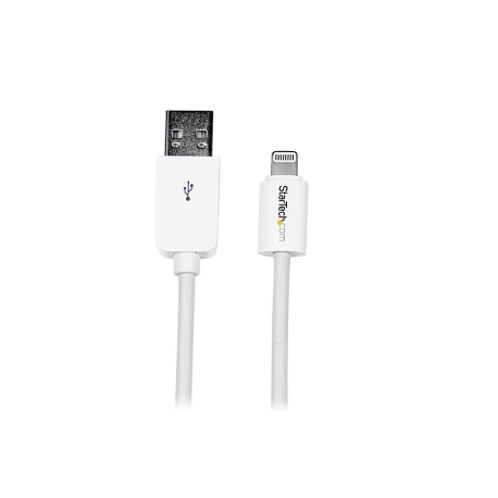 StarTech.com 2m (6ft) Long White Apple 8-pin Lightning Connector to USB Cable for iPhone  /  iPod  /  iPad - Charge and Sync Cable (USBLT2MW) - Lightning cable - Lightning male to USB male - 2 m - double shielded - white - for P / N: KITBXAVHDPEU, KITBXAVHDPNA, KITBXAVHDPUK, KITBXDOCKPEU, KITBXDOCKPUK, KITBZDOCK - 6