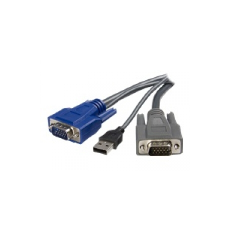StarTech.com 10 ft Ultra-Thin USB VGA 2-in-1 KVM Cable (SVUSBVGA10) - Keyboard  /  video  /  mouse (KVM) cable - USB, HD-15 (VGA) (M) to HD-15 (VGA) (M) - 3 m - black - for P / N: SV1631DUSBU, SV1631DUSBUK, SV441DUSBI, SV831DUSBAU, SV831DUSBU, SV831DUSBUK - 0