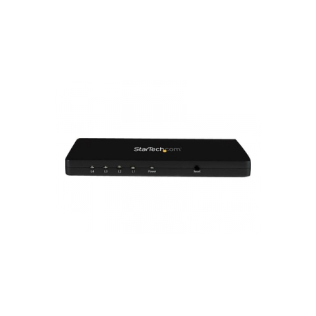 StarTech.com 4K HDMI Splitter - 4k 30Hz - 4 Port - Aluminum - Backward Compatible - HDMI Multi Port - HDMI Hub (ST124HD4K) - Video / audio switch - 4 x HDMI - desktop - for P / N: ST121HDBT20L, ST121HDBT20S, ST121HDBTE, SVA5H2NEUA - 0