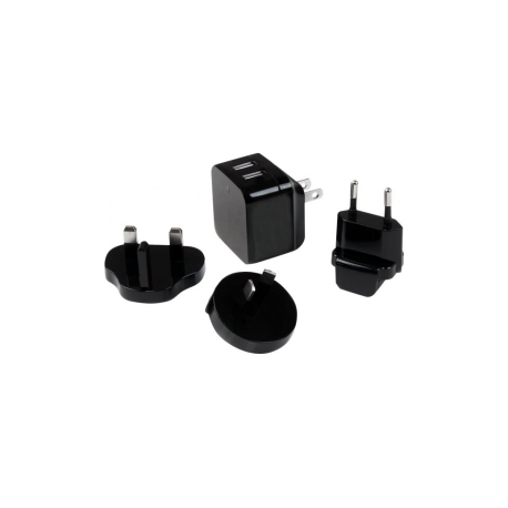 StarTech.com Travel USB Wall Charger - 2 Port - Black - Universal Travel Adapter - International Power Adapter - USB Charger (USB2PACBK) - Power adapter - 17 Watt - 3.4 A - 2 output connectors (USB) - black - for P / N: USBLT1MWS, USBLT2MBR, USBLT2MW, USBLT30CMW, USBLTM1MBK, USBLTM1MWH, VID2VGATV3 - 5