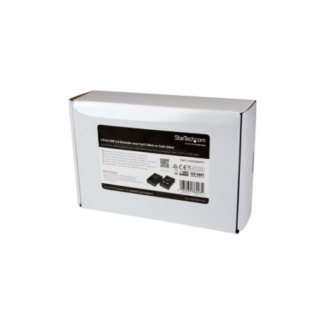 StarTech.com 4-Port USB 2.0 Extender - 165ft (50m) USB Over Cat5 / Cat6 Extender - Compact USB 2.0 Over Ethernet Extender (USB2004EXTV) - USB extender - USB 2.0 - over CAT 5 / 6 - 4 ports - up to 50 m - for P / N: SVA5N3NEUA - 2