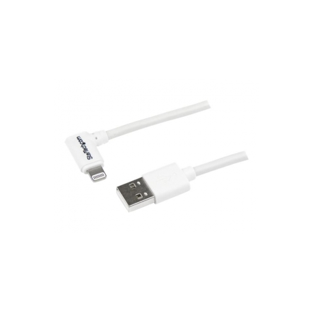 StarTech.com Angled Lightning to USB Cable - 2m (6ft) - White - Apple MFi Certified (USBLT2MWR) - Lightning cable - Lightning male to USB male - 2 m - double shielded - white - angled connector - for P / N: USB2PCARBK, USB2PCARBKS, USBLT2PCARW, USBUB2PCARB - 1