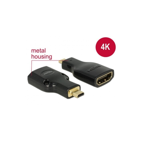 Delock - HDMI adapter - micro HDMI male to HDMI female - black - 4K support - 0