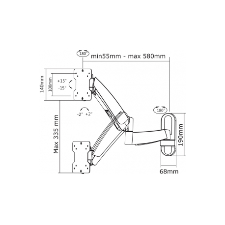 Neomounts by Newstar FPMA-W955 - Bracket - for LCD display (full-motion) - silver - screen size: 10"-30" - wall-mountable - 3