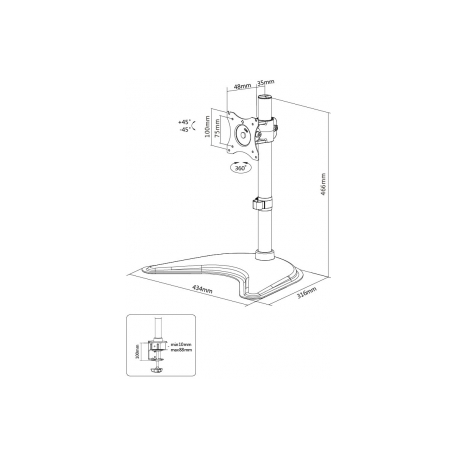 Neomounts by Newstar Select NM-D335 - Stand - for LCD display (full-motion) - black - screen size: 10"-30" - desktop stand, clamp mountable, grommet, desk-mountable - 11