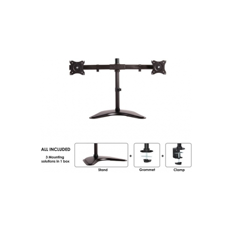 Neomounts by Newstar Select NM-D335D - Stand - for 2 LCD displays (full-motion) - black - screen size: 10"-27" - desktop stand, clamp mountable, grommet, desk-mountable - 2