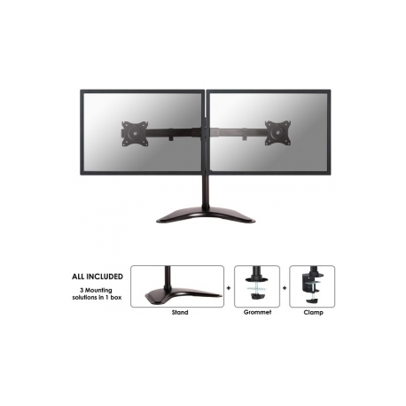 Neomounts by Newstar Select NM-D335D - Stand - for 2 LCD displays (full-motion) - black - screen size: 10"-27" - desktop stand, clamp mountable, grommet, desk-mountable - 6