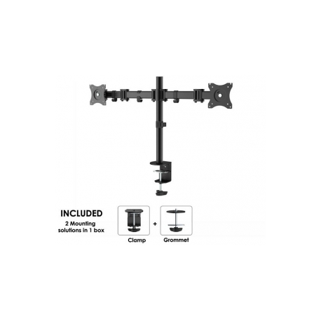 Neomounts by Newstar Select NM-D135D - Mounting kit - for 2 LCD displays (full-motion) - black - screen size: 10"-27" - clamp mountable, grommet, desk-mountable - 2