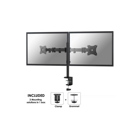 Neomounts by Newstar Select NM-D135D - Mounting kit - for 2 LCD displays (full-motion) - black - screen size: 10"-27" - clamp mountable, grommet, desk-mountable - 3