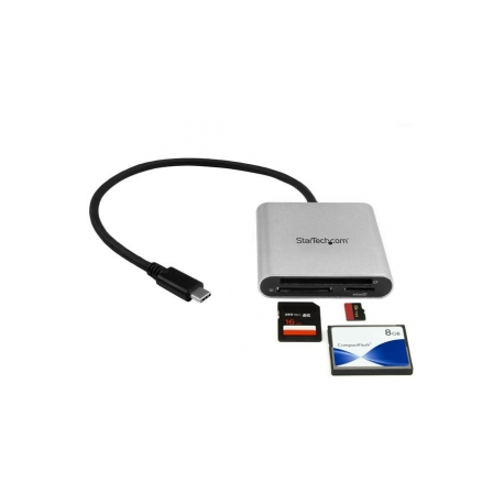 StarTech.com USB 3.0 Flash Memory Multi-Card Reader / Writer with USB-C - SD microSD and CompactFlash Card Reader w /  Integrated USB-C Cable (FCREADU3C) - Card reader (CF I, CF II, MMC, SD, microSD, SDHC, microSDHC, SDXC, microSDXC) - USB 3.0 - 0