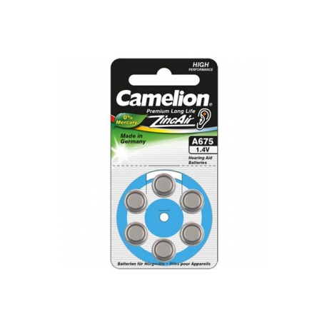 Camelion Zinc Air Celles 1.4V A675/ZL675, 6-pack, "no mercury" - 0