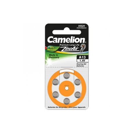 Camelion Zinc Air Celles 1.4V A13/ZL13, 6-pack, "no mercury" - 0