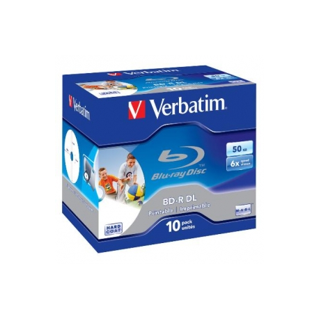 Verbatim - 10 x BD-R DL - 50 GB 6x - ink jet printable surface - jewel case - 0