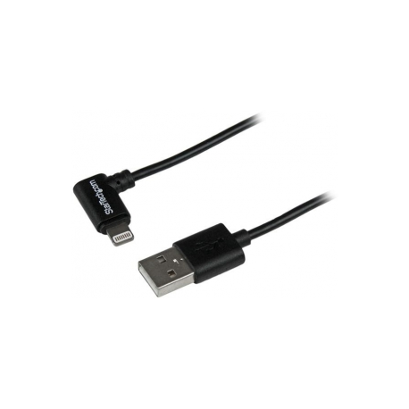 StarTech.com 2m 6ft Angled Black Apple 8-pin Lightning to USB Cable for iPhone iPod iPad - Angled Lightning Cable - Charge & Sync - 2 m (USBLT2MBR) - Lightning cable - Lightning male to USB male - 2 m - double shielded - black - angled connector - for P / N: ARMTBLTIW, SECTBLTDT, SECTBLTPOS, STNDTBLT1A5T, STNDTBLT1FS, STNDTBLTMOB - 1