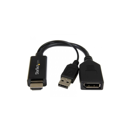StarTech.com 4K 30Hz HDMI to DisplayPort Video Adapter w /  USB Power - 6 in - HDMI 1.4 (Male) to DP 1.2 (Female) Active Monitor Converter (HD2DP) - Adapter cable - HDMI, USB (power only) male to DisplayPort female - 25.5 cm - black - active, 4K30Hz (3840 x 2160) support - for P / N: SV211HDUC, SV221HUC4K - 0
