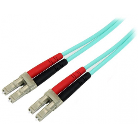 StarTech.com Aqua OM4 Duplex Multimode Fiber - 16 ft  /  5m - 100 Gb - 50 / 125 - OM4 Fiber - LC to LC Fiber Patch Cable (450FBLCLC5) - Network cable - LC multi-mode (M) to LC multi-mode (M) - 5 m - fibre optic - duplex - 50  /  125 micron - OM4 - aqua - 1