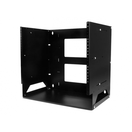 StarTech.com 8U Open Frame Wall Mount Network Rack w /  Built in Shelf - 2-Post Adjustable Depth (12" to 18") Equipment Rack - 75.2lbs (WALLSHELF8U) - Rack (wall mount) - black - 8U - 19" - for P / N: CABSCRWS1032 - 1