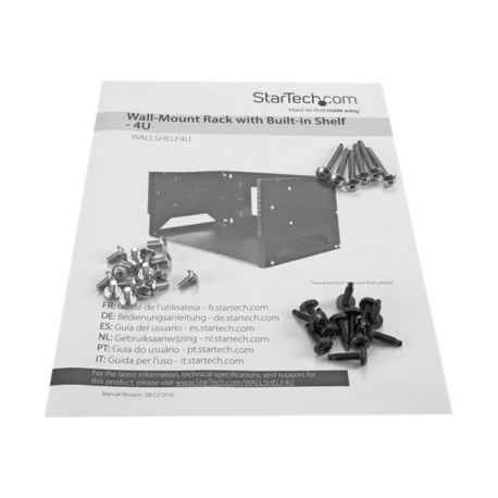 StarTech.com 4U Open Frame Wall Mount Network Rack w /  Built in Shelf - 2-Post Adjustable Depth (12" to 18") Equipment Rack - 75.2lbs (WALLSHELF4U) - Rack (wall mount) - black - 4U - 19" - for P / N: CABSCRWS1032 - 5