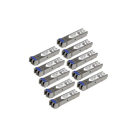 StarTech.com 10 pack HPE J4859C Compatible SFP Module, 1000BASE-LX, 1GbE Single Mode SMF / MMF Optic Transceiver, 1 Gigabit Ethernet, LC Connector 10km, 1310nm DDM, HPE 1400 1700, Mini GBIC - Lifetime Warranty (J4859C10PKST) - SFP (mini-GBIC) transceiver module (equivalent to: HP J4859C) - GigE - 1000Base-LX - LC - up to 10 km - 1310 nm (pack of 10) - for HPE 1700, 2610, 93XX, Switch XL 10 / 100 / 1000; HPE Aruba 2530, 2930F 24, 2930F 48, 5406 - 5
