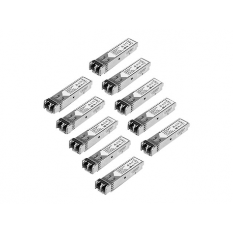 StarTech.com 10 pack HPE J4858C Compatible SFP Module, 1000BASE-SX, 1GbE Multi Mode (MMF) Fiber Optic Transceiver, 1 Gigabit Ethernet SFP, LC Connector, 550m, 850nm, DDM, HPE 1400, 1700, 1820 - Lifetime Warranty (J4858C10PKST) - SFP (mini-GBIC) transceiver module (equivalent to: HP J4858C) - GigE - 1000Base-SX - LC multi-mode - up to 550 m - 850 nm (pack of 10) - for HPE 1700, 2610, 6120, Switch XL 10 / 100 / 1000; HPE Aruba 2530, 2930F 24, 2930F 48, 5406 - 1