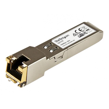 StarTech.com Cisco GLC-T Compatible SFP Module, 1000BASE-T, SFP to RJ45 Cat6 / Cat5e, 1GE Gigabit Ethernet SFP, RJ-45 (Copper) 100m, Cisco Firepower, ASR920, IE2000, Mini GBIC Transceiver - Lifetime Warranty (GLCT10PKST) - SFP (mini-GBIC) transceiver module (equivalent to: Cisco GLC-T) - GigE - 1000Base-T - RJ-45 - up to 100 m (pack of 10) - 2