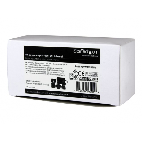 StarTech.com Universal Replacement Power Adapter - DC 9 Volts, 2 Amps Power Adapter (SVA9M2NEUA) - Power adapter - AC 100-240 V - for P / N: RS232EXTC1, RS232EXTC1EU, RS232EXTC1GB, SV1631DUSBUK, SV565DUTPU, SV565UTPUEU - 1
