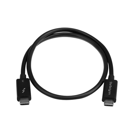 StarTech.com 40Gbps Thunderbolt 3 Cable - 1.6ft / 0.5m - Black - 5k 60Hz / 4k 60Hz - Certified TB3 USB-C Charger Cord w /  100W Power Delivery (TBLT34MM50CM) - Thunderbolt cable - USB-C (M) to USB-C (M) - Thunderbolt 3  /  USB  /  DisplayPort - 50 cm - black - for P / N: PEXUSB321C, TB33A1C, TB3DK2DHV, TB3DK2DHVUE, TB3DK2DPPDUE, TB3DKDPMAW, TB3DKDPMAWUE - 6