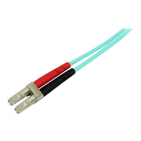 StarTech.com Aqua OM4 Duplex Multimode Fiber - 2m  /  6 ft - 100 Gb - 50 / 125 - OM4 Fiber - LC to LC Fiber Patch Cable (450FBLCLC2) - Network cable - LC multi-mode (M) to LC multi-mode (M) - 2 m - fibre optic - duplex - 50  /  125 micron - OM4 - aqua - 4