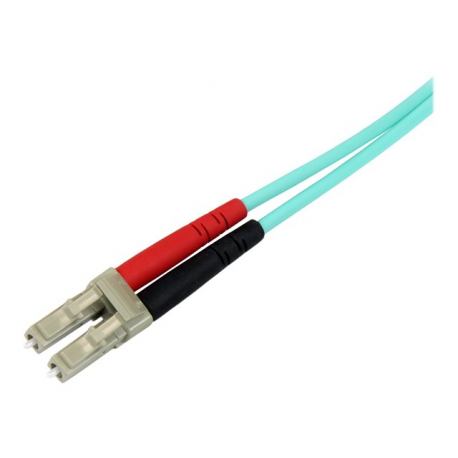 StarTech.com Aqua OM4 Duplex Multimode Fiber - 16 ft  /  5m - 100 Gb - 50 / 125 - OM4 Fiber - LC to LC Fiber Patch Cable (450FBLCLC5) - Network cable - LC multi-mode (M) to LC multi-mode (M) - 5 m - fibre optic - duplex - 50  /  125 micron - OM4 - aqua - 3