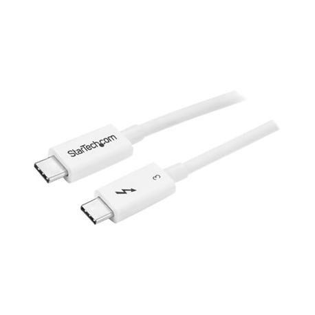 StarTech.com 40Gbps Thunderbolt 3 Cable - 1.6ft / 0.5m - White - 5k 60Hz / 4k 60Hz - Certified TB3 USB-C Charger Cord w /  100W Power Delivery (TBLT34MM50CW) - Thunderbolt cable - USB-C (M) to USB-C (M) - USB 3.1 Gen 2  /  Thunderbolt 3  /  DisplayPort 1.2 - 50 cm - 4K support - white - for P / N: CDP2HDUACP, CDP2HDUACPW, PEXUSB321C, TB33A1C - 3