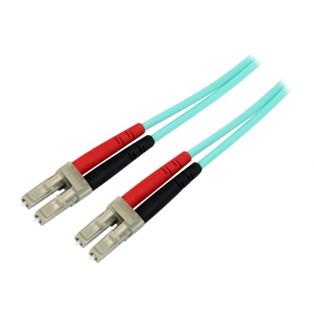 StarTech.com Aqua OM4 Duplex Multimode Fiber - 1m  /  3 ft - 100 Gb - 50 / 125 - OM4 Fiber - LC to LC Fiber Patch Cable (450FBLCLC1) - Network cable - LC multi-mode (M) to LC multi-mode (M) - 1 m - fibre optic - duplex - 50  /  125 micron - OM4 - aqua - 4