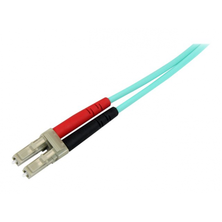 StarTech.com Aqua OM4 Duplex Multimode Fiber - 1m  /  3 ft - 100 Gb - 50 / 125 - OM4 Fiber - LC to LC Fiber Patch Cable (450FBLCLC1) - Network cable - LC multi-mode (M) to LC multi-mode (M) - 1 m - fibre optic - duplex - 50  /  125 micron - OM4 - aqua - 5