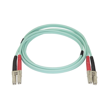 StarTech.com Aqua OM4 Duplex Multimode Fiber - 1m  /  3 ft - 100 Gb - 50 / 125 - OM4 Fiber - LC to LC Fiber Patch Cable (450FBLCLC1) - Network cable - LC multi-mode (M) to LC multi-mode (M) - 1 m - fibre optic - duplex - 50  /  125 micron - OM4 - aqua - 7