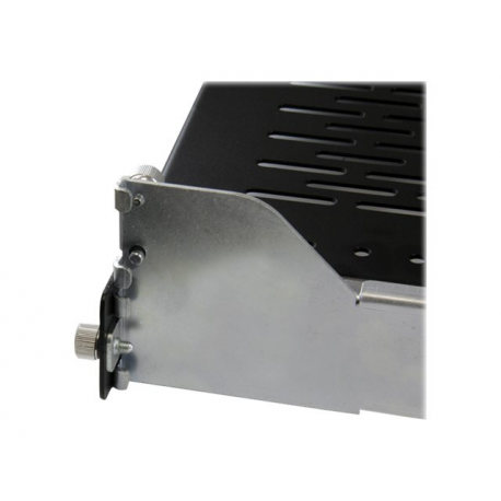 StarTech.com 2U Vented Sliding Server Rack Shelf w /  Cable Management Arm - 27.7 to 31.6in Adjustable Mounting Depth - 50lb - 24in Deep - Rack shelf - black - 2U - 19" - for P / N: RK1233BKM, RK2433BKM, RK2537BKM, RK3236BKF, RK4236BKB, RK4242BK24, RK4242BK30 - 4