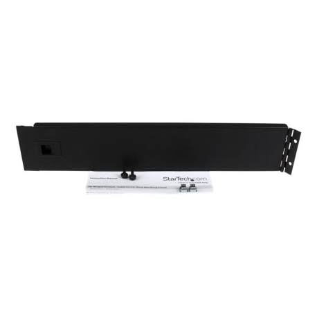 StarTech.com 2U Hinged Rack Panel - Solid Blanking Panel - Tool-less Installation - TAA Compliant Filler Panel - Reversible (RKPNLHS2U) - Blank panel - front - black - 2U - 19" - for P / N: RK2433BKM, RK2537BKM, RK3236BKF, RK4236BKB, RK4242BK24, RK4242BK30, RKQMCAB12V2 - 3