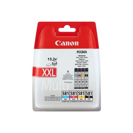 Canon CLI-581XXL C / M / Y / BK Multi Pack - 4-pack - 11.7 ml - Very High Yield - black, yellow, cyan, magenta - original - ink tank - for PIXMA TS6251, TS6350, TS6351, TS705, TS8252, TS8350, TS8351, TS8352, TS9550, TS9551 - 0