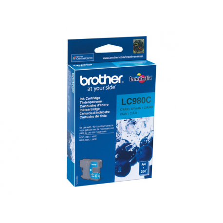 Brother LC980C - Cyan - original - ink cartridge - for Brother DCP-145, 163, 167, 193, 195, 197, 365, 373, 375, 377, MFC-250, 255, 290, 295, 297 - 1