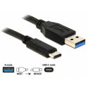 DeLOCK - USB cable - USB-C (M) to USB Type A (M) - USB 3.1 Gen 2 - 1 m - reversible C connector - black