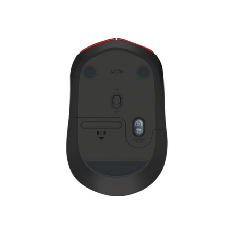 Logitech M171 - Mouse - wireless - 2.4 GHz - USB wireless receiver - black, red - 3