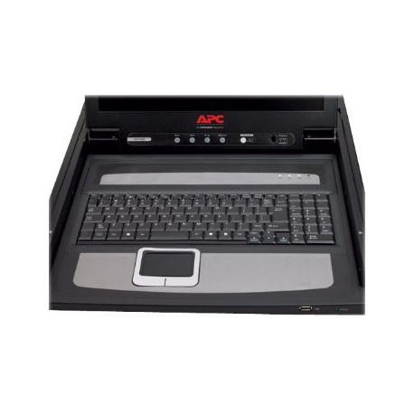 APC LCD Console - KVM console with KVM switch - 8 ports - PS / 2 - 17" - rack-mountable - VGA - black - 1U - for P / N: AR3106SP, SMX1000C, SMX1500RM2UC, SMX1500RM2UCNC, SMX750C, SMX750CNC, SRT5KRMXLW-TW - 2