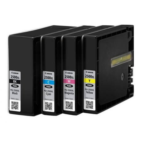 Canon PGI-2500XL C / M / Y / BK - 4-pack - black, yellow, cyan, magenta - original - ink tank - for MAXIFY iB4050, iB4150, MB5050, MB5150, MB5155, MB5350, MB5450, MB5455 - 3