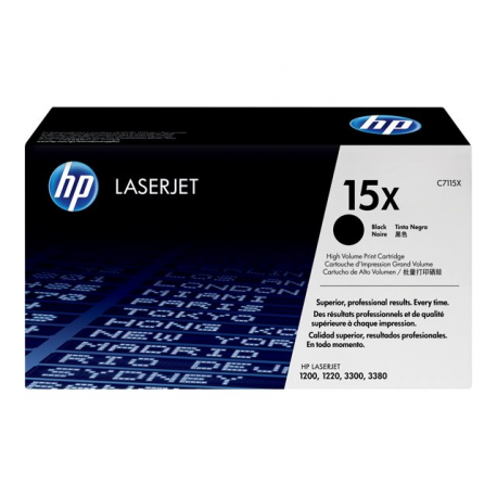 HP 15X - High Yield - black - original - LaserJet - toner cartridge (C7115X) - for LaserJet 1000, 1005, 1200, 1220, 3300, 3310, 3320, 3330, 3380 - 2