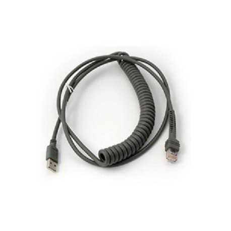 Zebra - USB cable - USB - 2.7 m - coiled - for Symbol LS2208, LS4208, LS4278; Zebra VC80X - 0