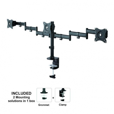 Neomounts by Newstar Select NM-D135D3 - Mounting kit - for 3 LCD displays (full-motion) - black - screen size: 10"-27" - clamp mountable, grommet, desk-mountable - 0