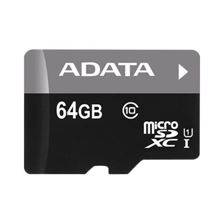 ADATA Premier - Flash memory card (microSDXC to SD adapter included) - 64 GB - UHS Class 1  /  Class10 - microSDXC UHS-I - for retail customers - 0