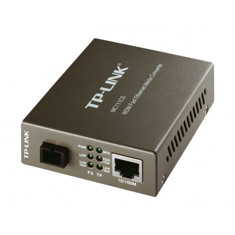 TP-LINK MC111CS - Fibre media converter - 100Mb LAN - 10Base-T, 100Base-FX, 100Base-TX - RJ-45 / SC single-mode - up to 20 km - 1550 (TX) / 1310 (RX) nm - 1