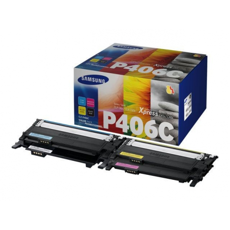Samsung CLT-P406C - 4-pack - black, yellow, cyan, magenta - original - toner cartridge (SU375A) - for Samsung CLX-3300, 3302, 3303, 3304, 3305, 3306, 3307, SCX-3300, 3301, 3305, 3306 - 0