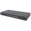 Intellinet 24-Port Gigabit Ethernet Switch with 2 SFP Ports, 24 x 10 / 100 / 1000 Mbps RJ45 Ports + 2 x SFP, IEEE 802.3az (Energy Efficient Ethernet), 19" Rackmount, Metal - Switch - unmanaged - 24 x 10 / 100 / 1000 + 2 x Gigabit SFP - desktop, rack-mountable